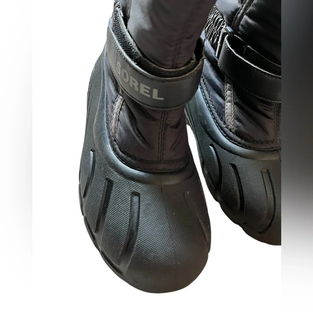 Sorel Flurry Snow Boots Black Gray Winter Lined YOUTH‎ 4 Black INSULATED warm✅